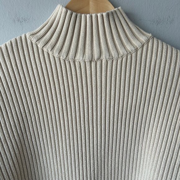 Modern Citizen Kadeen Ribbed Cotton Mock Neck Sweater Beige Womens Size M Cozy - Picture 2 of 5